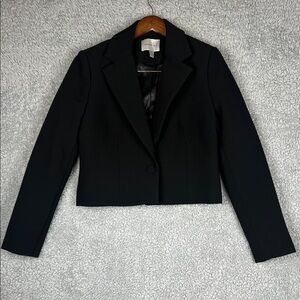 Jason Wu  Cropped Long Sleeve One Button Closure Black Soft Blazer Size 6